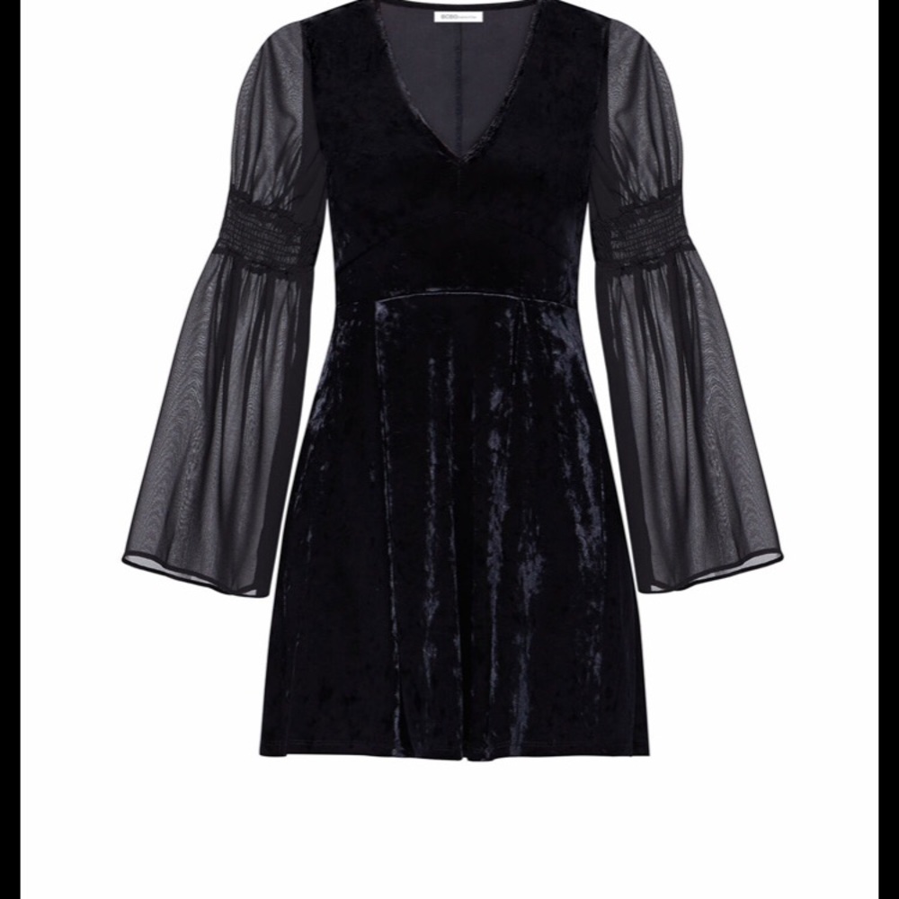 BCBG   BLACK VELVET MINI DRESS